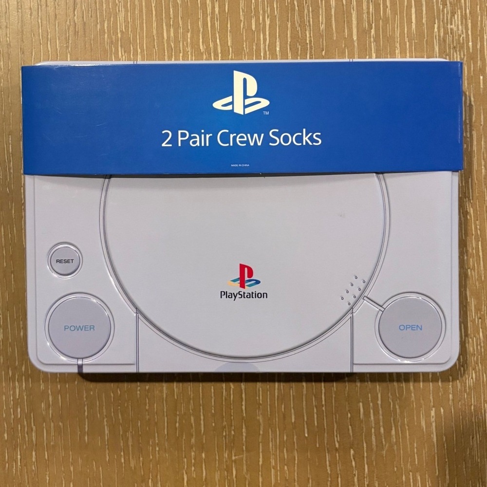 PlayStation Original Crew Socks 2 Pair PSOne Console Tin‎ Gift Set Vintage Gamer